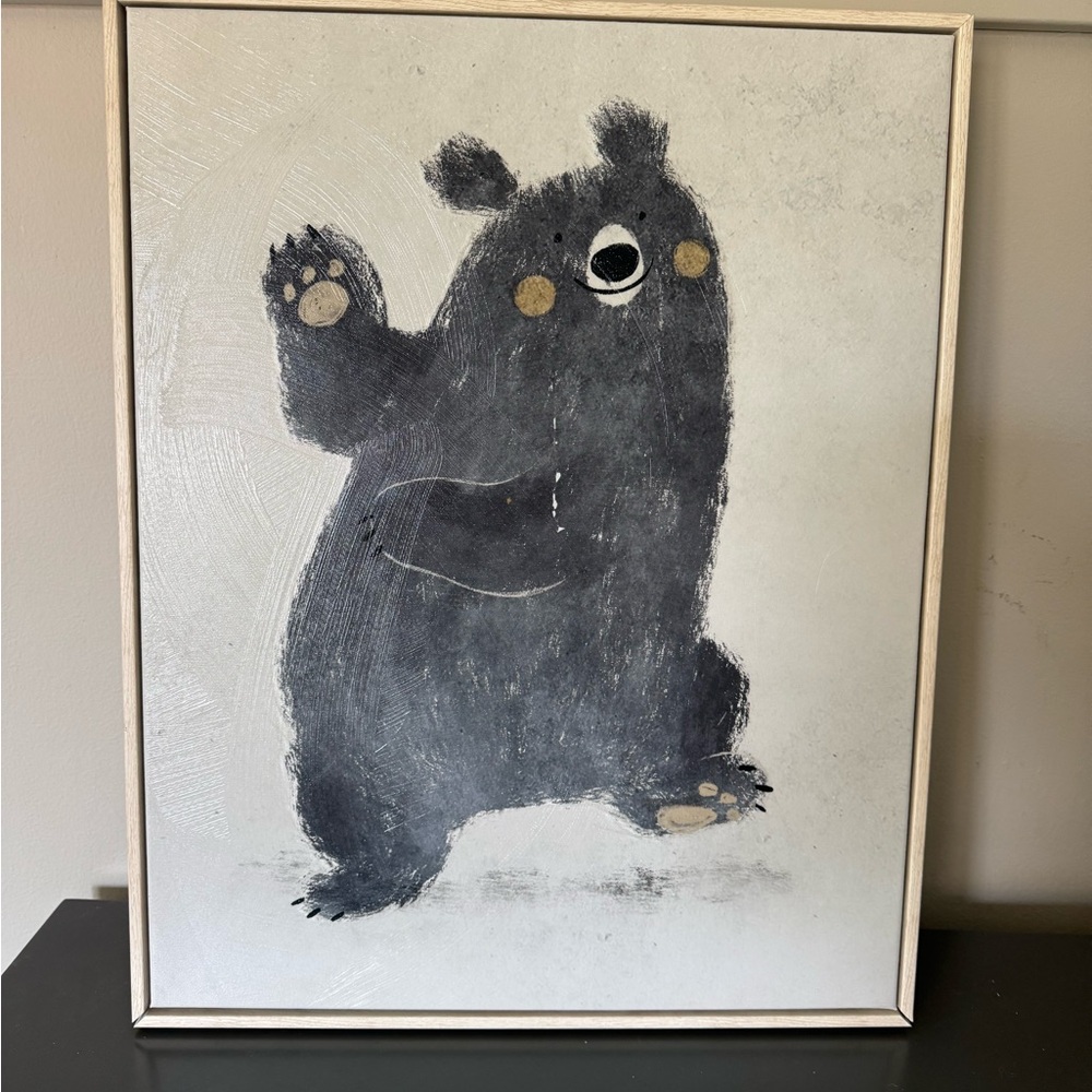 🐻 Dancing Bear Canvas White Oak Framed